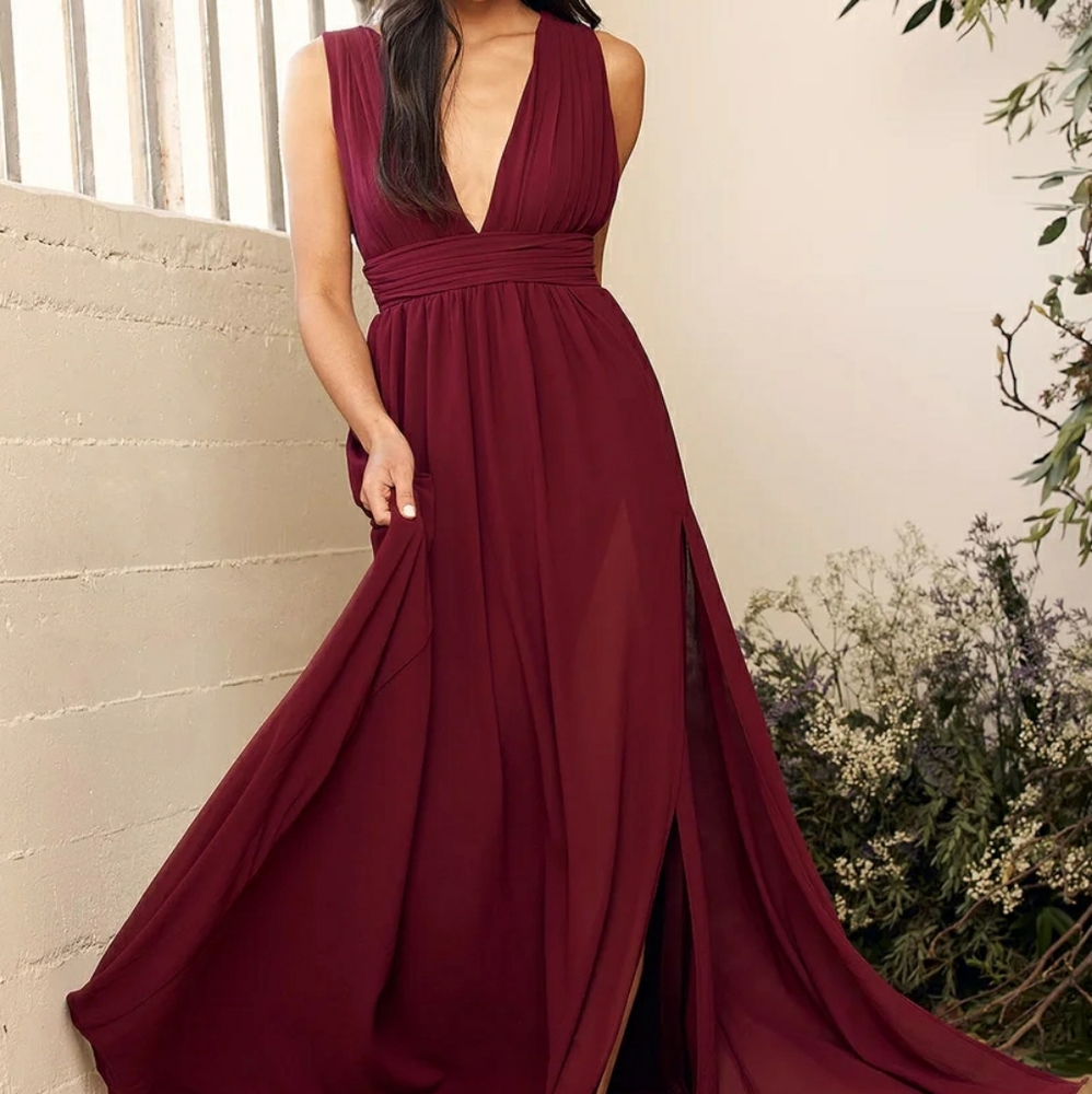 Heavenly Hues Burgundy Maxi Dress